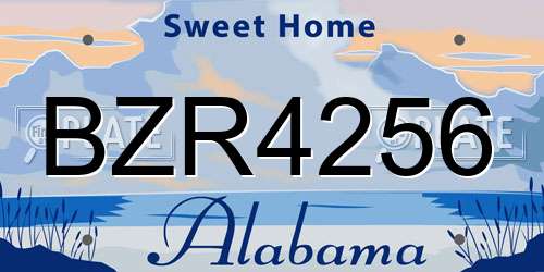 BZR4256 Alabama License Plate