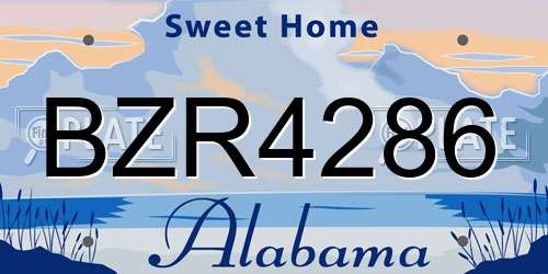 BZR4286 Alabama License Plate