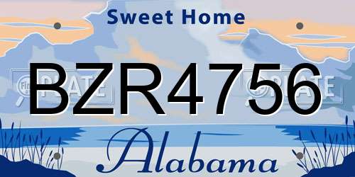 BZR4756 Alabama License Plate