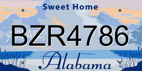 BZR4786 Alabama License Plate