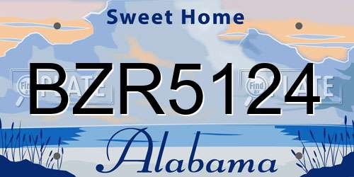 BZR5124 Alabama License Plate