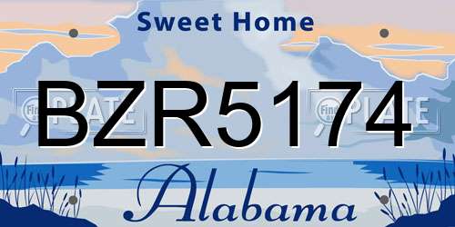 BZR5174 Alabama License Plate
