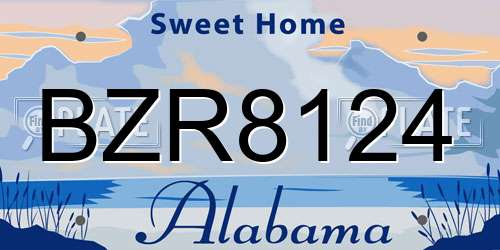 BZR8124 Alabama License Plate