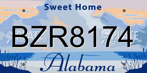 BZR8174 Alabama License Plate