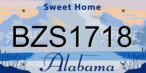 BZS1718 Alabama License Plate