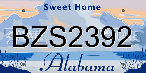 BZS2392 Alabama License Plate