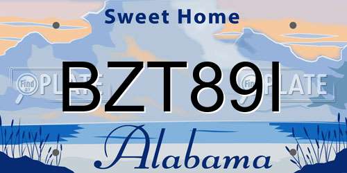 BZT89I Alabama License Plate