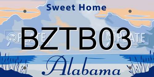 BZTB03 Alabama License Plate
