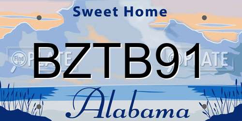 BZTB91 Alabama License Plate