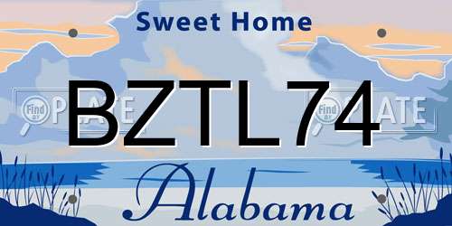 BZTL74 Alabama License Plate