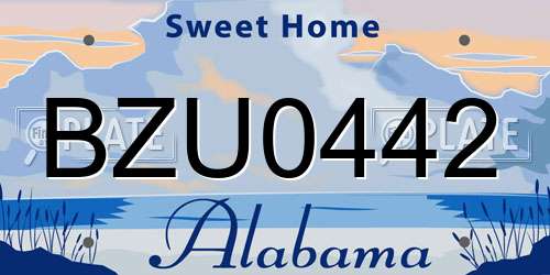 BZU0442 Alabama License Plate