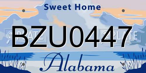 BZU0447 Alabama License Plate