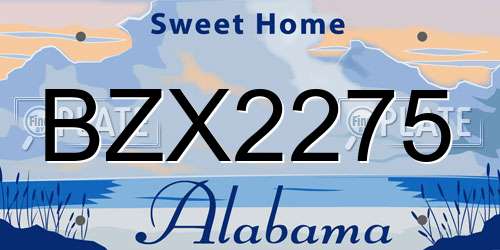 BZX2275 Alabama License Plate