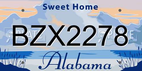 BZX2278 Alabama License Plate