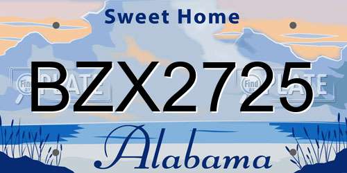 BZX2725 Alabama License Plate