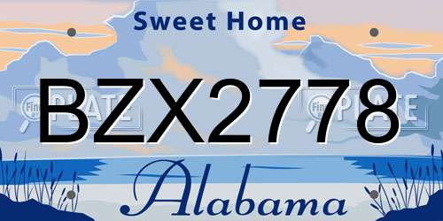 BZX2778 Alabama License Plate