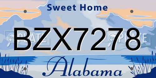 BZX7278 Alabama License Plate