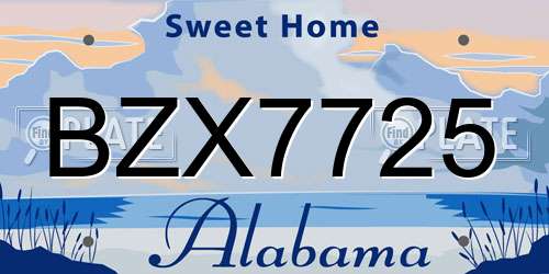 BZX7725 Alabama License Plate