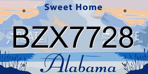 BZX7728 Alabama License Plate
