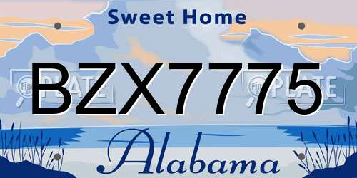 BZX7775 Alabama License Plate