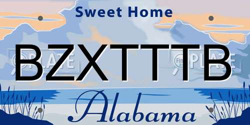 BZXTTTB Alabama License Plate