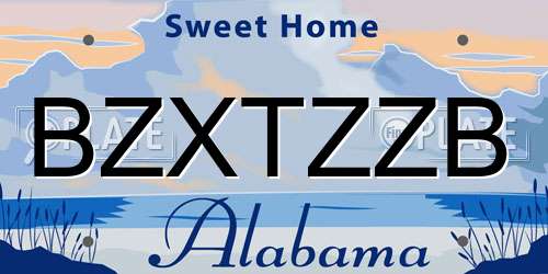 BZXTZZB Alabama License Plate