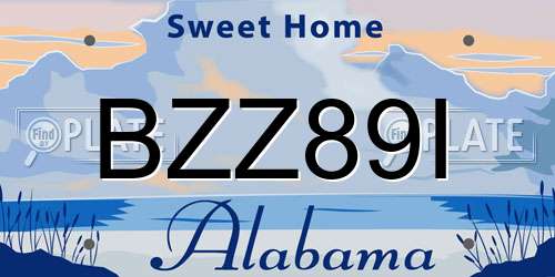 BZZ89I Alabama License Plate