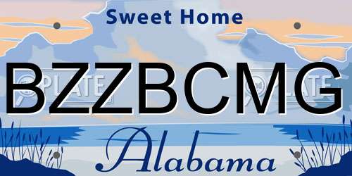 BZZBCMG Alabama License Plate