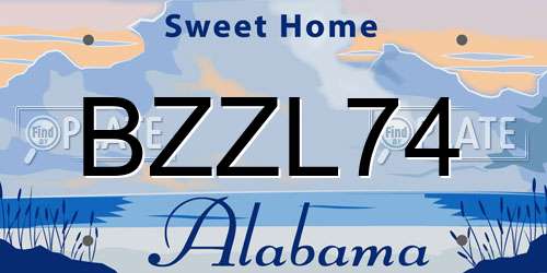 BZZL74 Alabama License Plate