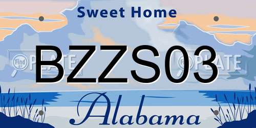 BZZS03 Alabama License Plate