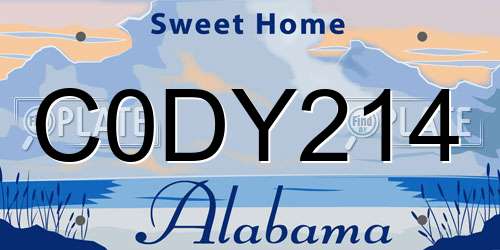 C0DY214 Alabama License Plate