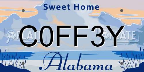 C0FF3Y Alabama License Plate