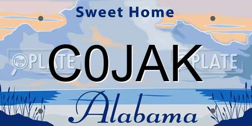 C0JAK Alabama License Plate