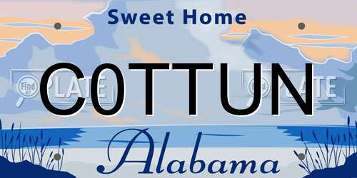 C0TTUN Alabama License Plate