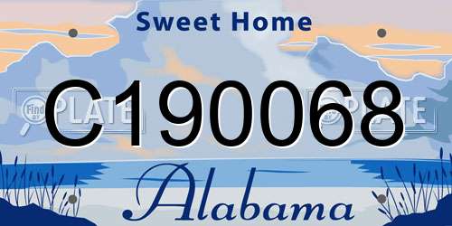 C190068 Alabama License Plate