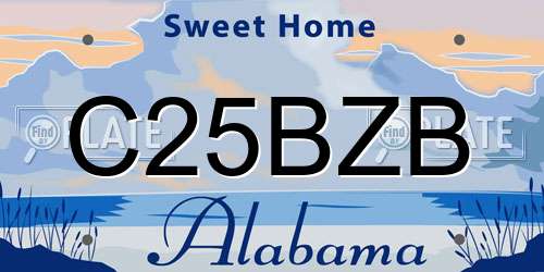 C25BZB Alabama License Plate