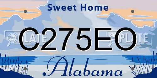 C275EO Alabama License Plate