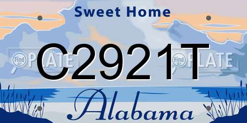 C2921T Alabama License Plate