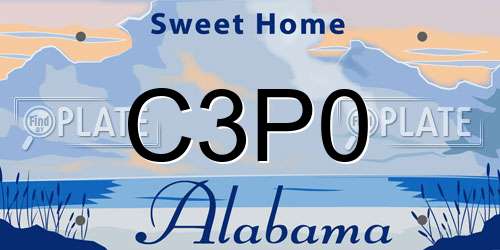 C3P0 Alabama License Plate