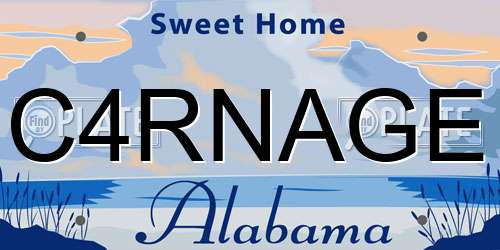 C4RNAGE Alabama License Plate