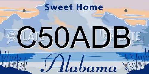 C50ADB Alabama License Plate
