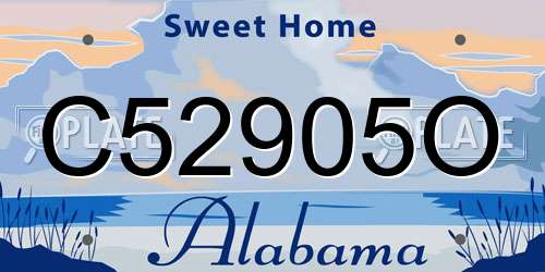 C52905O Alabama License Plate