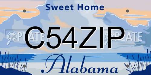 C54ZIP Alabama License Plate