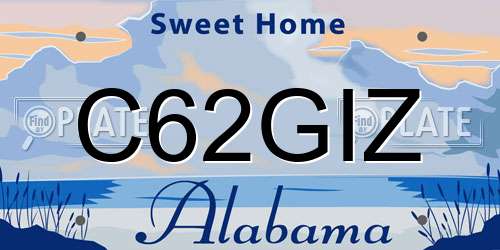 C62GIZ Alabama License Plate