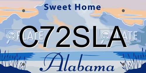 C72SLA Alabama License Plate