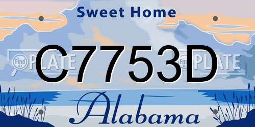 C7753D Alabama License Plate