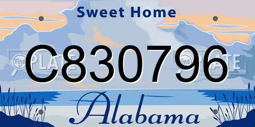C830796 Alabama License Plate