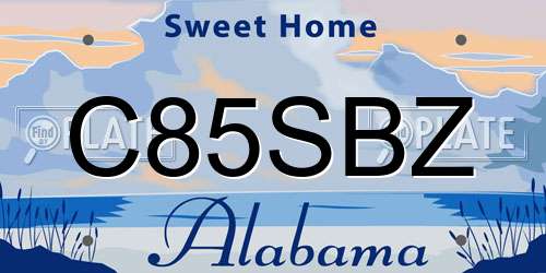 C85SBZ Alabama License Plate