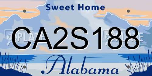 CA2S188 Alabama License Plate