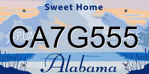 CA7G555 Alabama License Plate